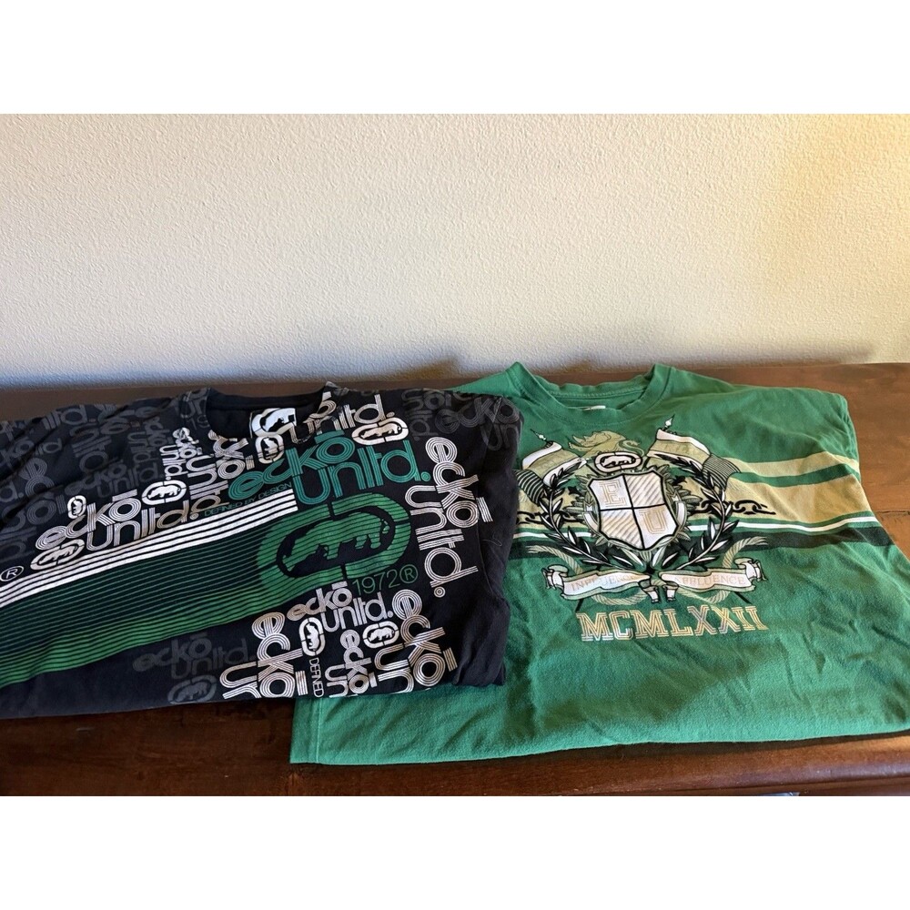 Y2K Ecko Unltd Hip Hop Grunge Punk Mens Graphic Tee T-Shirts set of 2 Size XL